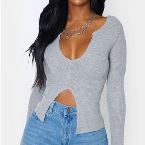 PLT grey cropped long sleeve